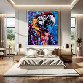 Parrot Figure Wall Art Bird Wall Art Exotic Painting Abstract Pop Art Canvas Bird Hand Painted Oil Painting Modern Canvas Art Above Bed Decor (style: 1, size: 60x90cm)