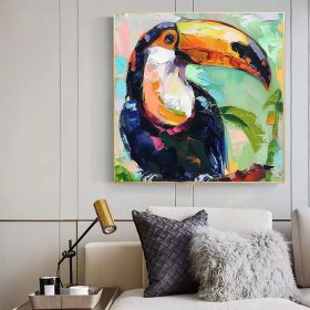 Toucan Canvas Oil Painting Bird Original Fine Art Animals Wall Art Large Painting Hand Painted Oil Painting (style: 1, size: 100x100cm)