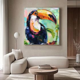 Toucan Canvas Oil Painting Bird Original Fine Art Animals Wall Art Large Painting Hand Painted Oil Painting (style: 1, size: 60x60cm)