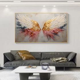 Original Angel Wing Oil Painting On Canvas Large Wall Art Abstract Gold Wing Art Custom Painting Minimalist Home Decor Personalized Gift (style: 1, size: 70x140cm)