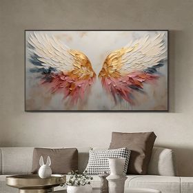 Original Angel Wing Oil Painting On Canvas Large Wall Art Abstract Gold Wing Art Custom Painting Minimalist Home Decor Personalized Gift (style: 1, size: 80x160cm)
