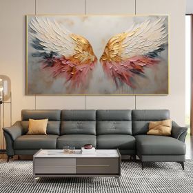 Original Angel Wing Oil Painting On Canvas Large Wall Art Abstract Gold Wing Art Custom Painting Minimalist Home Decor Personalized Gift (style: 1, size: 120x240cm)