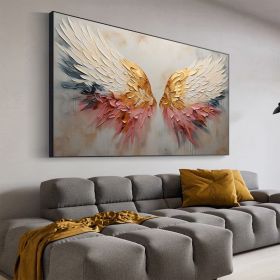 Original Angel Wing Oil Painting On Canvas Large Wall Art Abstract Gold Wing Art Custom Painting Minimalist Home Decor Personalized Gift (style: 1, size: 140x280cm)