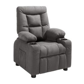 VEVOR Kids Reclining Chair, Toddler Recliner with Cup Holders and Pockets, 107Â° to 126Â° Adjustable Backrest (Product Style: Fabric, Color: Brown)