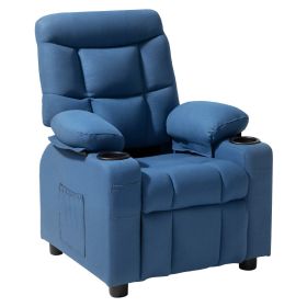 VEVOR Kids Reclining Chair, Toddler Recliner with Cup Holders and Pockets, 107Â° to 126Â° Adjustable Backrest (Product Style: Fabric, Color: Blue)