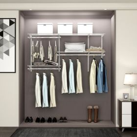 Custom Closet Organizer Kit 3 to 5 Feet Wall-Mounted Closet System with Hang Rod (Color: White)