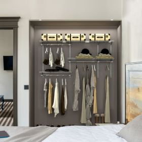 Custom Closet Organizer Kit 3 to 5 Feet Wall-Mounted Closet System with Hang Rod (Color: Gray)