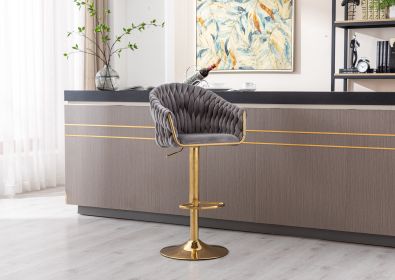 COOLMORE Vintage Bar Stools with Back and Footrest Counter Height Dining Chairs (Color: grey)