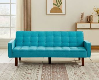 Solid Color Tufetd Sofa Bed Save Space for Living Room (Color: Blue)