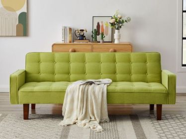 Solid Color Tufetd Sofa Bed Save Space for Living Room (Color: Green)