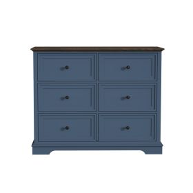 6 DrawersTall Dresser for Bedroom Vertical Storage Tower Wood Top Closets (Color: Blue)