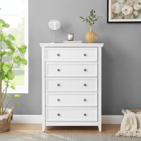 Modern 5 Drawers Dresser 5 Drawers Cabinet,Chest of Drawers Closet Organizers and Storage Clothes Storage Drawers Cabinet for Living Room, Farmhouse D (Color: White, Material: MDF)