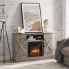 American retro TV Stand Farmhouse Classic Media TV Stand Antique Entertainment for TV up to 50" with Open and Closed Storage Space, Gray Wash