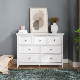 Modern 7 Drawers Dresser 7 Drawers Cabinet,Chest of Drawers Closet Organizers and Storage Clothes Storage Drawers Cabinet for Living Room, Farmhouse D (Color: White, Material: MDF)
