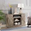 American retro TV Stand Farmhouse Classic Media TV Stand Antique Entertainment for TV up to 50" with Open and Closed Storage Space, Gray Wash