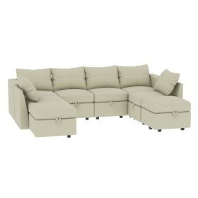 Livelylodge Modern L-Shaped Modular Sectional Sofa, Polyester Upholstery with Sturdy Wooden Frame, Comfortable Couch for Living Room or Office (Color: Beige)