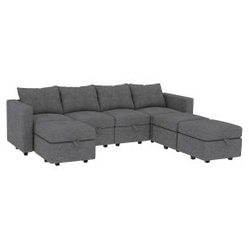 Livelylodge Modern L-Shaped Modular Sectional Sofa, Polyester Upholstery with Sturdy Wooden Frame, Comfortable Couch for Living Room or Office, Space- (Color: Gray)