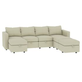 Livelylodge Modern L-Shaped Modular Sectional Sofa, Polyester Upholstery with Sturdy Wooden Frame, Comfortable Couch for Living Room or Office, Space- (Color: Beige)