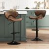 Set of 2 Adjustable Swivel PU Leather Bar Stools with Curved Footrest