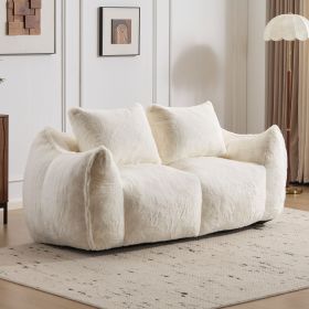 MAXYOYO Giant Bean Bag Chair for Adults, Ultra Soft Fluffy Loveseat Bean Bag Sofa, Oversized Floor Sofa for Living Room Bedroom (Color: White)