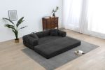 Convertible Sleeper Sofa Bed with Cylindrical Pillow, Corduroy Folding Mattress Couch with Fixed-Shape Frame