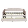 Upholstered daybed Twin Size with Two Drawers and Wood Slat Suppot