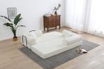 Convertible Sleeper Sofa Bed with Cylindrical Pillow, Corduroy Folding Mattress Couch with Fixed-Shape Frame