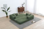 Convertible Sleeper Sofa Bed with Cylindrical Pillow, Corduroy Folding Mattress Couch with Fixed-Shape Frame