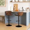 Set of 2 Adjustable Swivel PU Leather Bar Stools with Curved Footrest