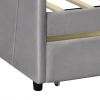 Upholstered daybed Twin Size with Two Drawers and Wood Slat Suppot