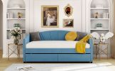 Upholstered daybed Twin Size with Two Drawers and Wood Slat Suppot