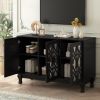 Modern Mirrored TV Stand for TV up to 55 Inches,Entertainment Center Solid Wood Legs,Metal Handle and 3 Adjustable Shelves For Living room