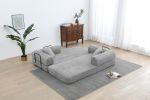 Convertible Sleeper Sofa Bed with Cylindrical Pillow, Corduroy Folding Mattress Couch with Fixed-Shape Frame