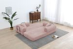 Convertible Sleeper Sofa Bed with Cylindrical Pillow, Corduroy Folding Mattress Couch with Fixed-Shape Frame