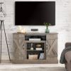 American retro TV Stand Farmhouse Classic Media TV Stand Antique Entertainment for TV up to 50" with Open and Closed Storage Space, Gray Wash