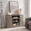 American retro TV Stand Farmhouse Classic Media TV Stand Antique Entertainment for TV up to 50" with Open and Closed Storage Space, Gray Wash