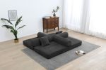 Convertible Sleeper Sofa Bed with Cylindrical Pillow, Corduroy Folding Mattress Couch with Fixed-Shape Frame