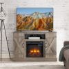 American retro TV Stand Farmhouse Classic Media TV Stand Antique Entertainment for TV up to 50" with Open and Closed Storage Space, Gray Wash