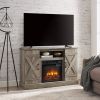 American retro TV Stand Farmhouse Classic Media TV Stand Antique Entertainment for TV up to 50" with Open and Closed Storage Space, Gray Wash