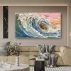 Handmade Oil Painting Original Textured Wall Art Wabi-Sabi Wave Painting On Canvas Ocean Painting Living Room Decor Boho Modern Canvas Art