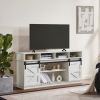 TV Stand Sliding Barn Door Modern&Farmhouse Wood Entertainment Center, Storage Cabinet Table Living Room with Adjustable Shelves for TVs Up to 65"